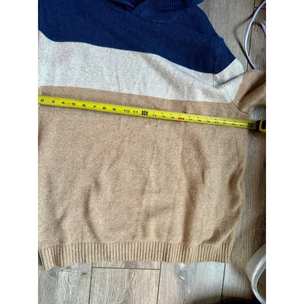 Goodfellow & Co Men's XL Colorblock Hooded Sweater Navy Tan Pullover